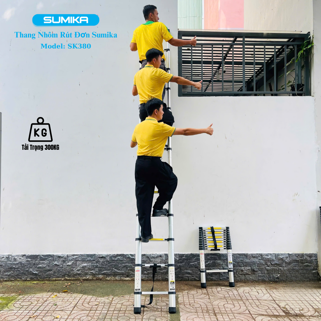 Thang nhôm rút đơn Sumika SK380 (3m8) - Ảnh 2
