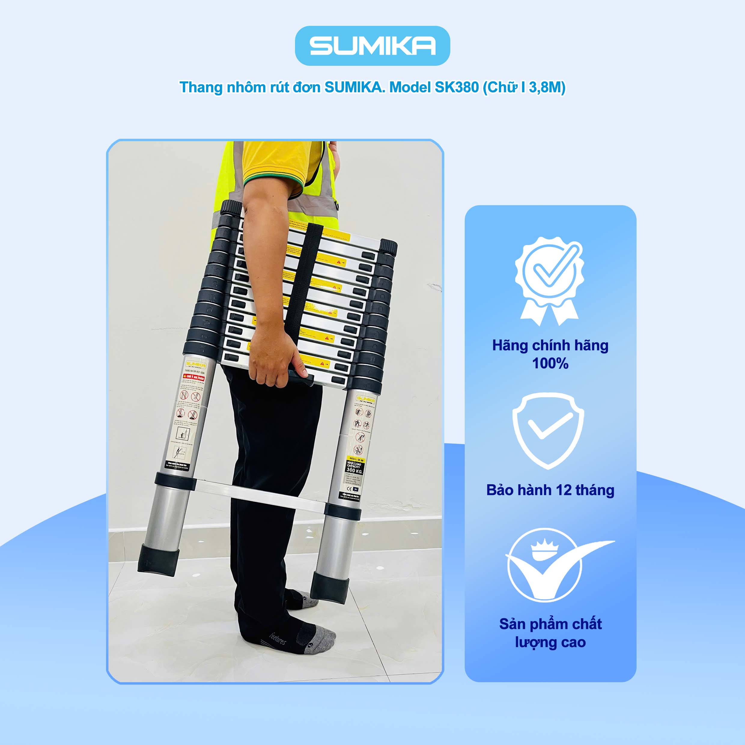 Thang nhôm rút đơn Sumika SK380 (3m8) - Ảnh 8