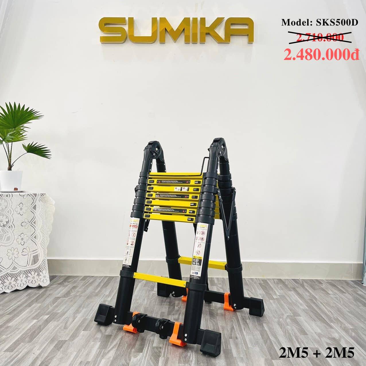 Thang nhôm rút chữ A Sumika SKS500D (2.5M+2.5M) - Sơn tĩnh điện