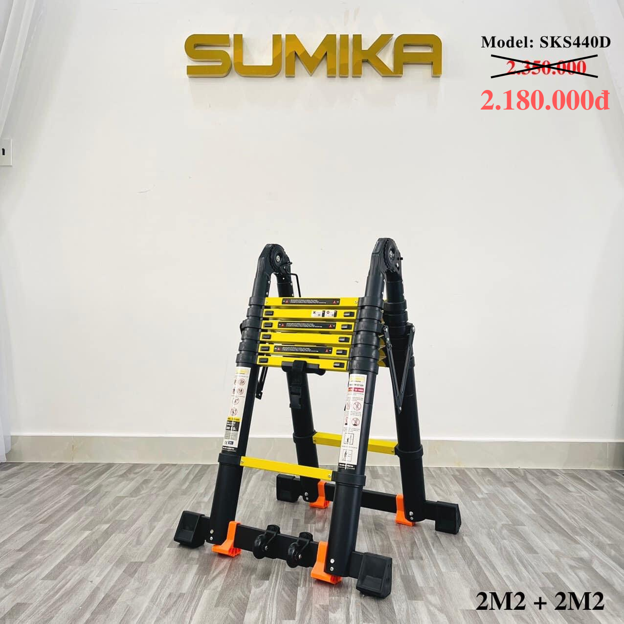 Thang nhôm rút đôi Sumika SKS440D sơn tĩnh điện (2m2+2m2) - Ảnh 2