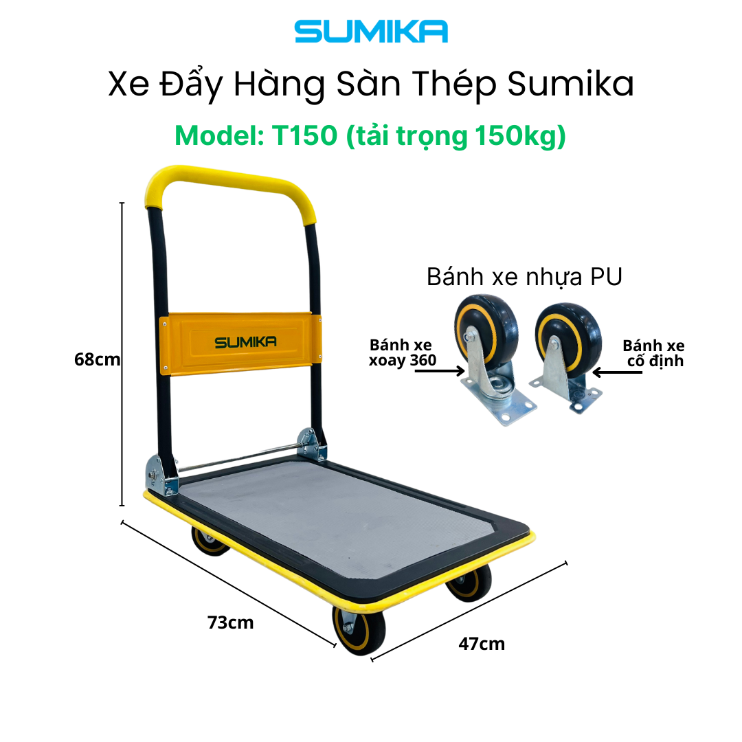 XE ĐẨY HÀNG GẤP GỌN SUMIKA T150 SÀN THÉP - Ảnh 8