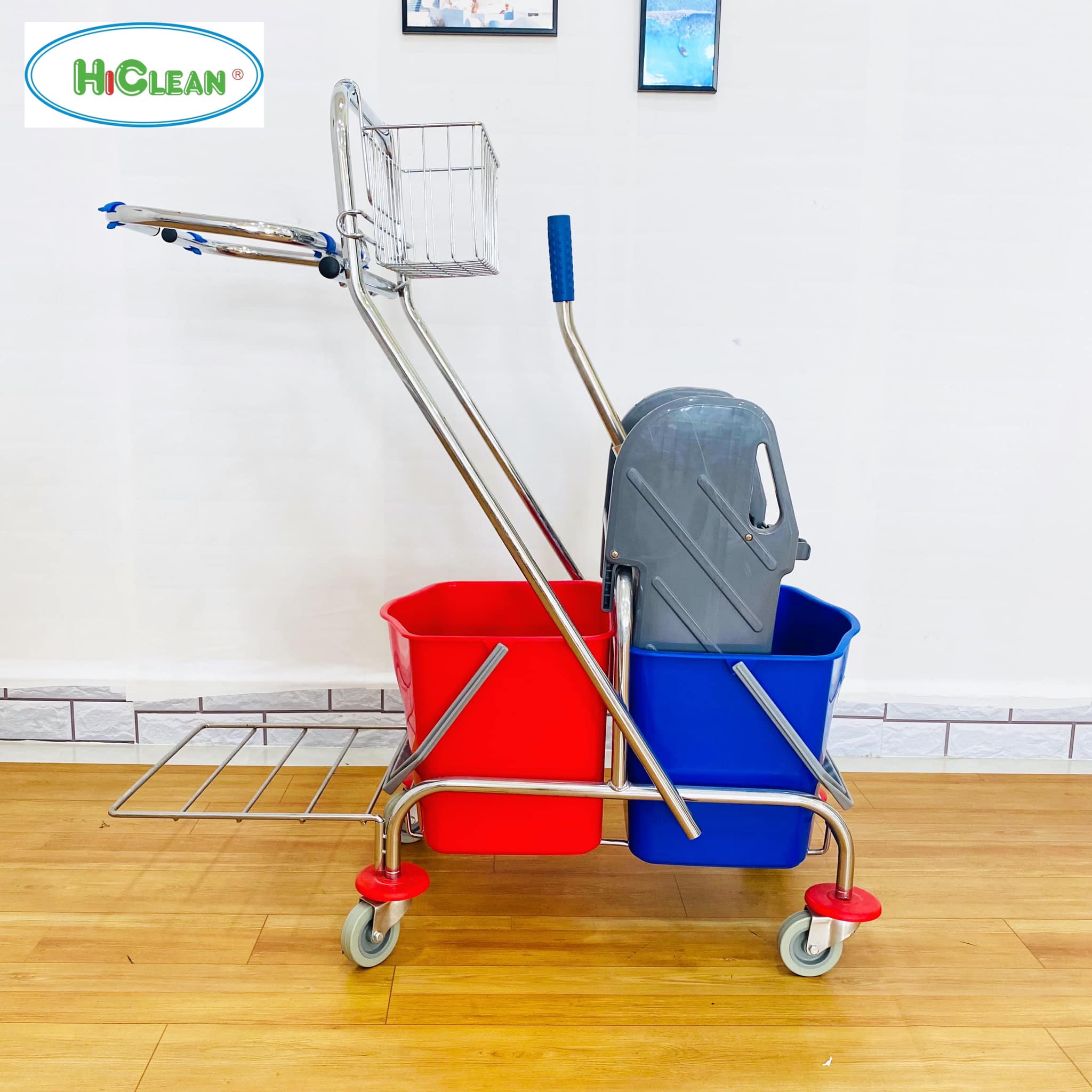Xe ép nước lau nhà 2 xô HiClean HC 087 - Ảnh 2
