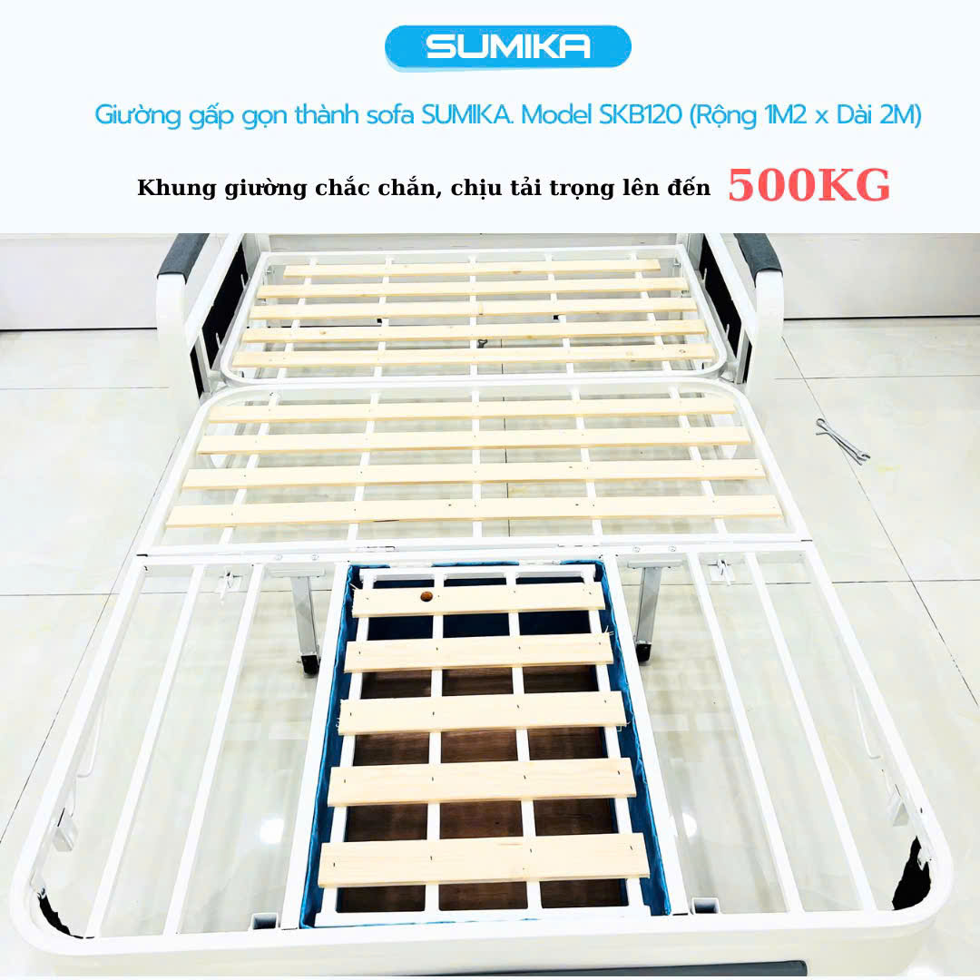 Giường xếp Sofa gấp gọn SUMIKA SKB120, kích thước 1m2 - Ảnh 2