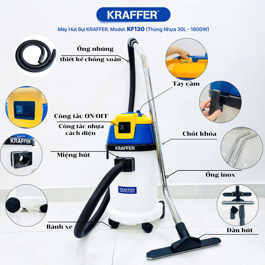 MÁY HÚT NƯỚC KRAFFER KF130 THÙNG NHỰA - Ảnh 13