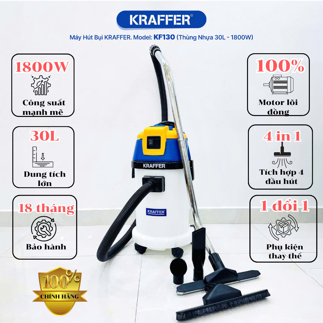 MÁY HÚT NƯỚC KRAFFER KF130 THÙNG NHỰA - Ảnh 11