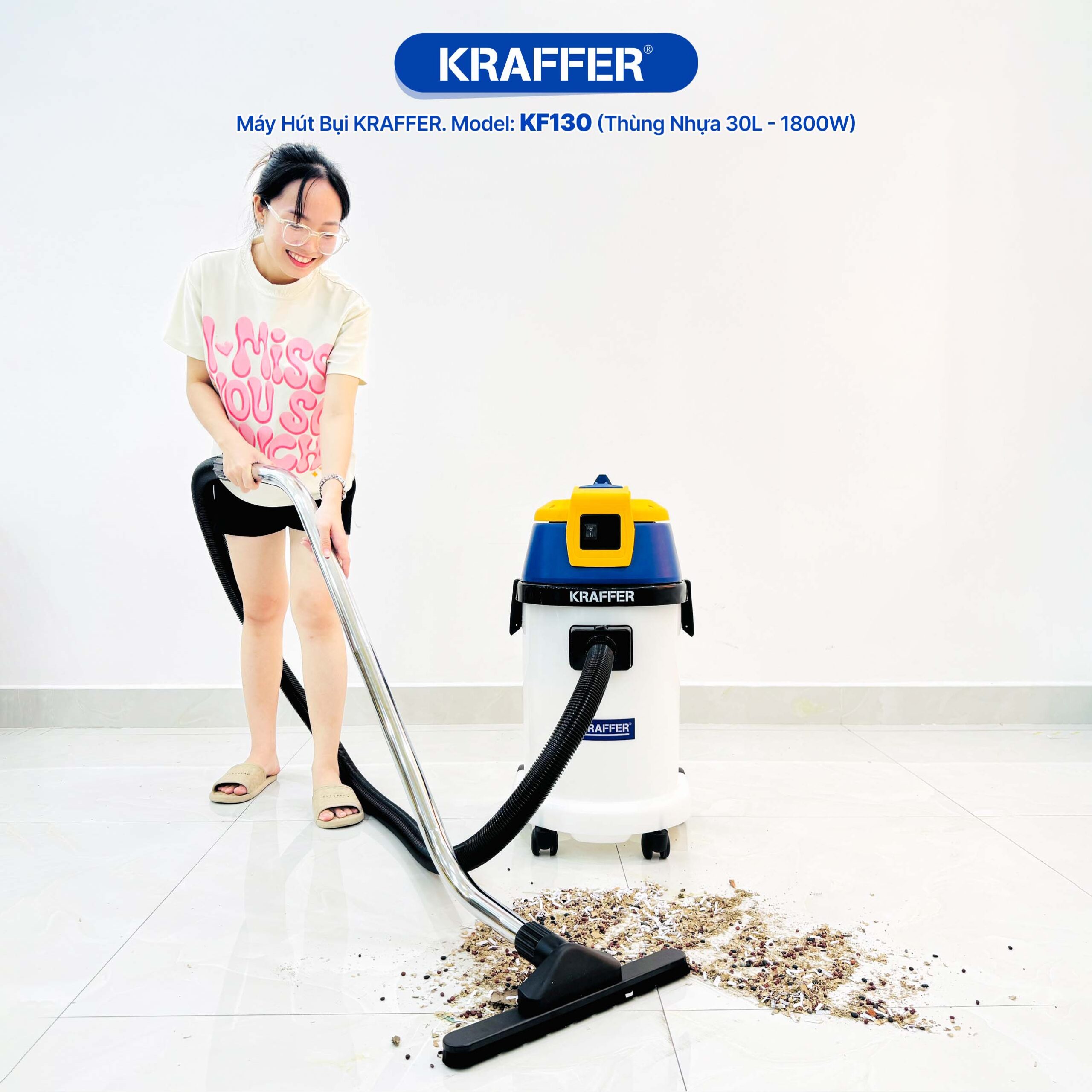 MÁY HÚT NƯỚC KRAFFER KF130 THÙNG NHỰA - Ảnh 8