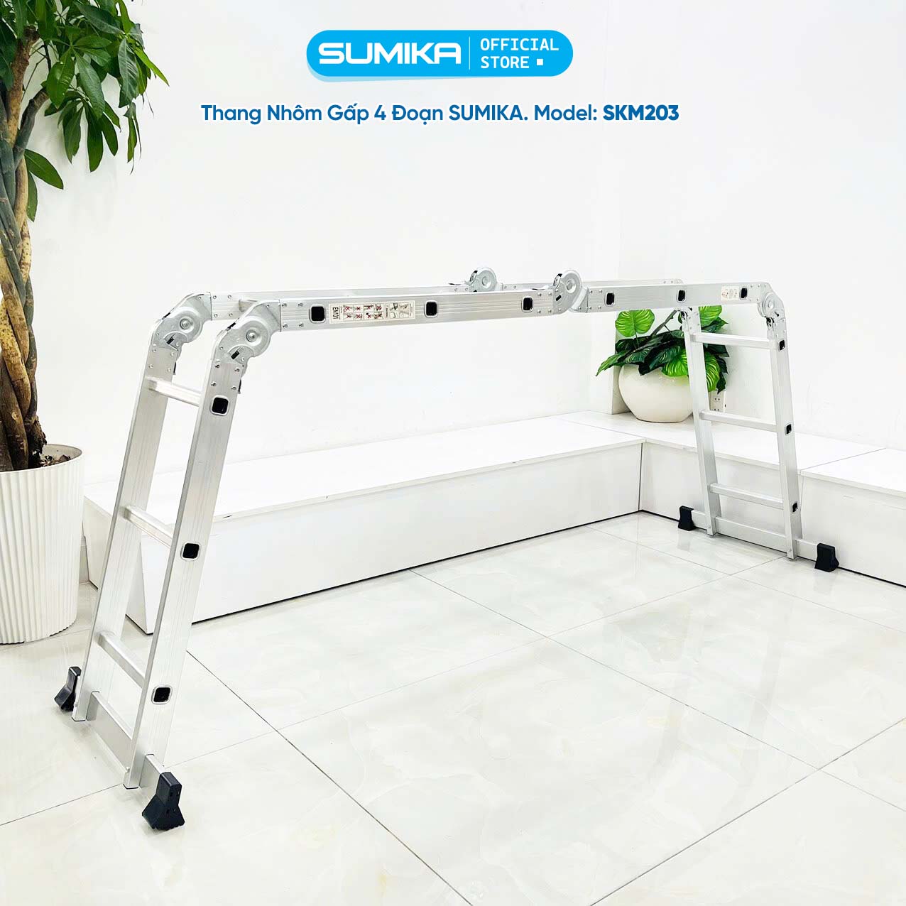 THANG NHÔM GẤP 4 ĐOẠN SUMIKA SKM203 CÓ THANH CÂN BẰNG - Ảnh 5