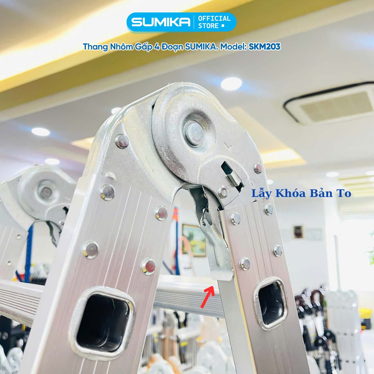 THANG NHÔM GẤP 4 ĐOẠN SUMIKA SKM203 CÓ THANH CÂN BẰNG - Ảnh 6