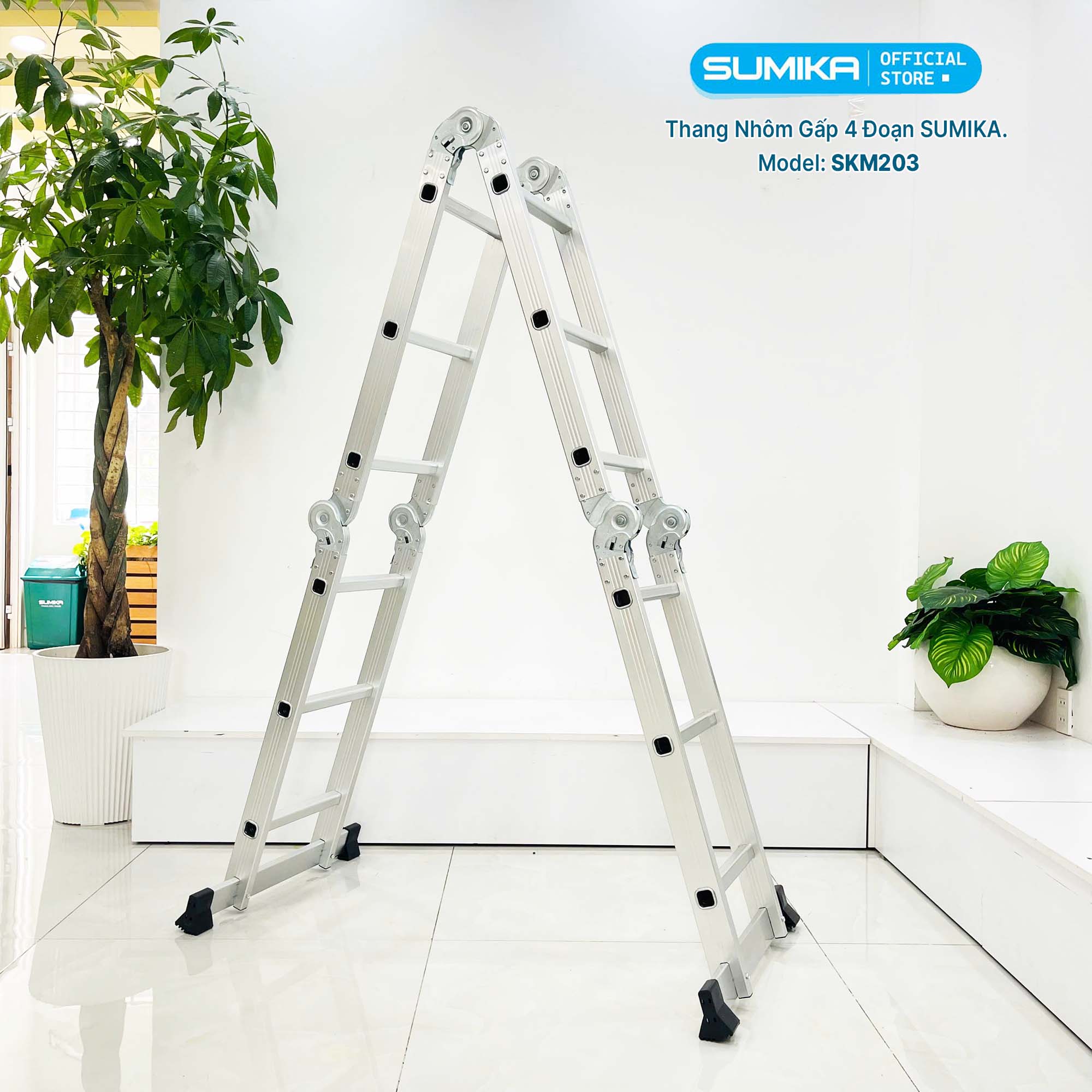 THANG NHÔM GẤP 4 ĐOẠN SUMIKA SKM203 CÓ THANH CÂN BẰNG - Ảnh 7