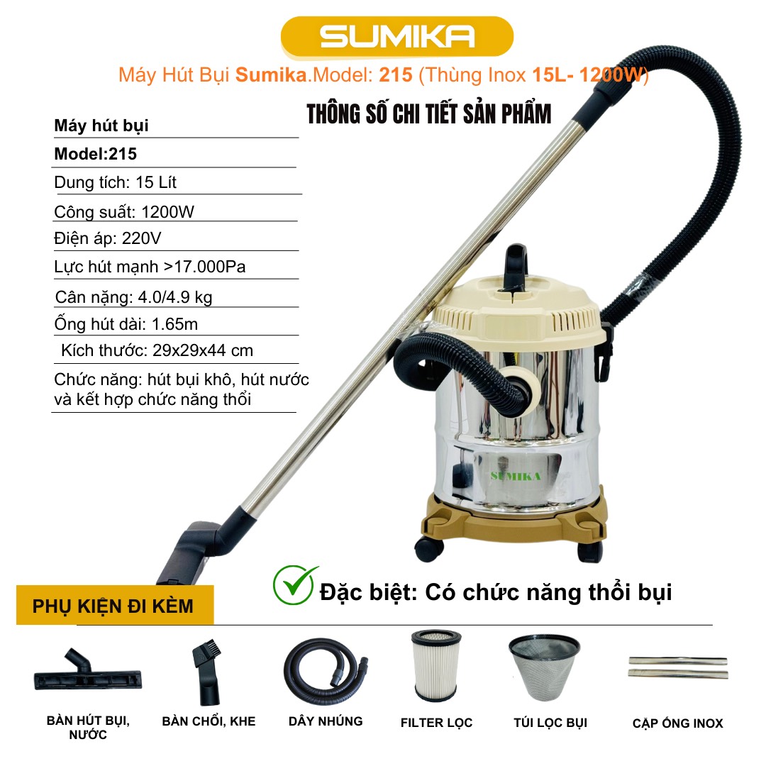 MÁY HÚT BỤI GIA ĐÌNH ĐA NĂNG SUMIKA 215, công suất 1200W - Ảnh 2