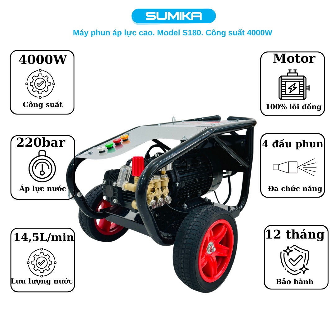 MÁY RỬA XE ÁP LỰC CAO SUMIKA S180 - Ảnh 2