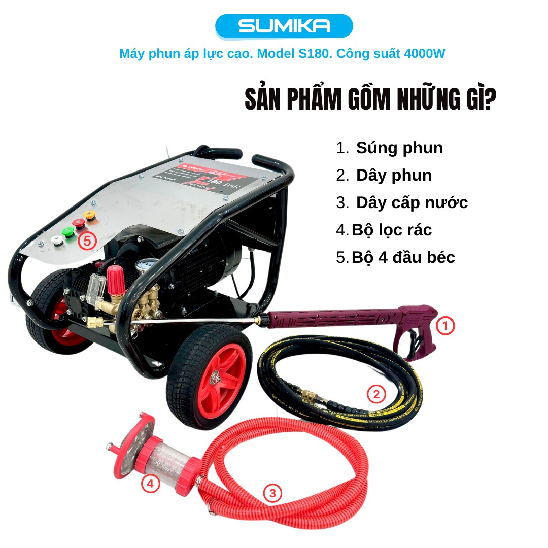 MÁY RỬA XE ÁP LỰC CAO SUMIKA S180 - Ảnh 5